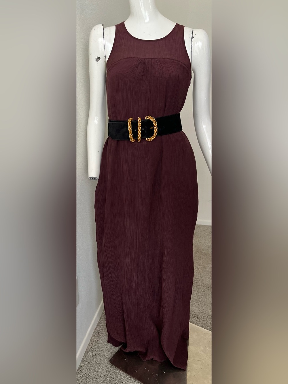 Madewell Shirred Crinkled Maxi Dress Plum - Size XS